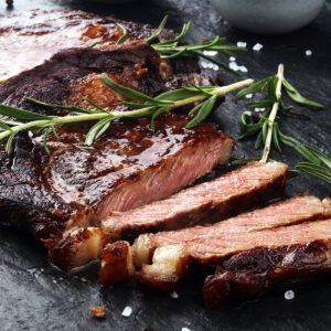 Barbecue Rib Eye Steak Or Rump Steak Dry Aged Wagyu Entrecote Steak On Table